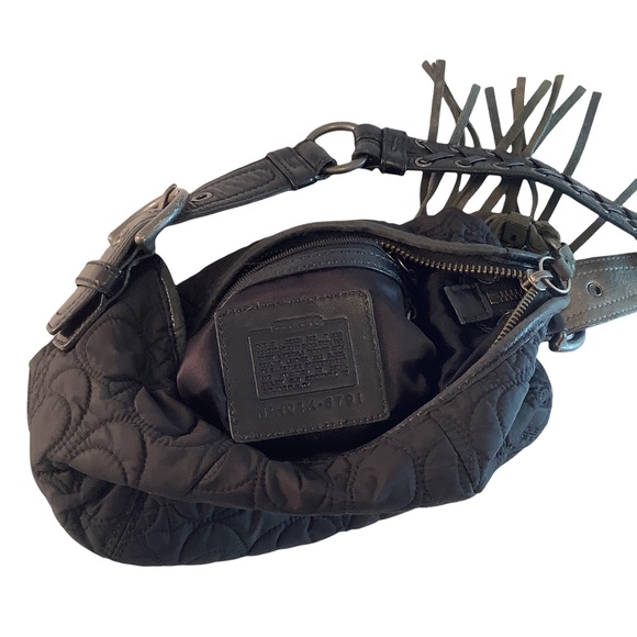 COACH Gunmetal Black Quilted C Small Hobo Purse Tassel FS6791 - Picture 8 of 10